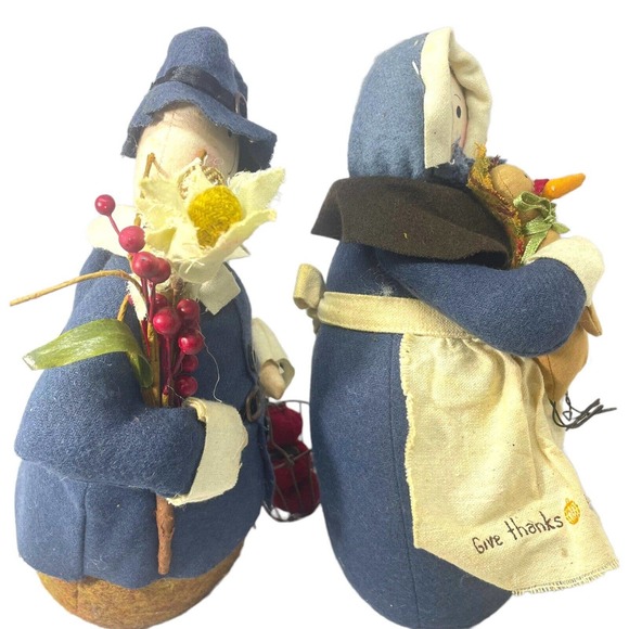 Fall Decor Farmhouse Stuffed Standing Colonial Women Thanksgiving People Turkey - Picture 7 of 11